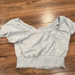 SO Light Blue Eyelet Blouse